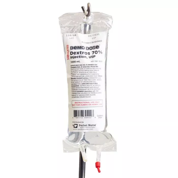 Demo Dose 70% Dextros IV Fluid 1000 mL -For Training Use Only