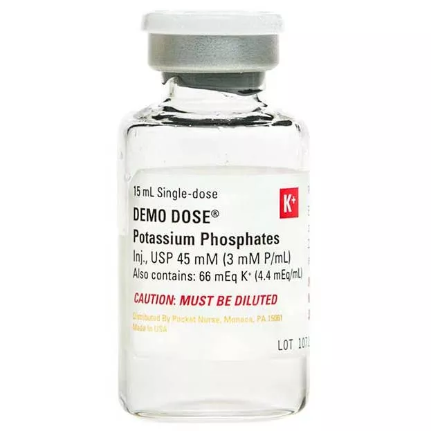 Demo Dose Potassim Phosphats 3 mM P/mL and 4.4 mEq K+/mL, 15mL -For Training Use Only