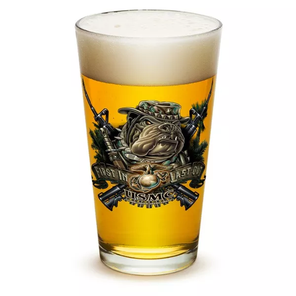 ’First In Last Out’ Devil Dog Pint Glass