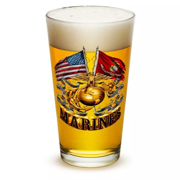 Marine Corps Flag Pint Glass