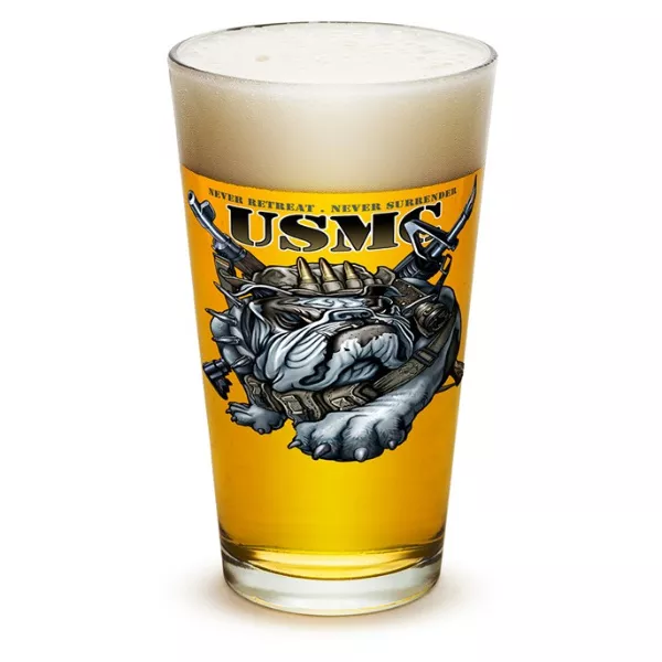 ’Never Retreat, Never Surrender’ Devil Dog Pint Glass